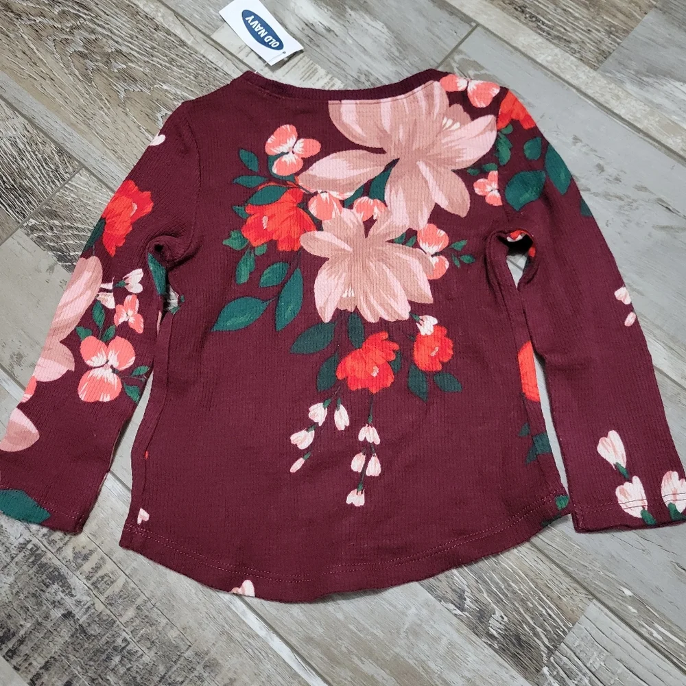 New Baby Girl's Old Navy 2 Piece Long Sleeve Thermal Printed Shirts Size 18-24M
